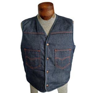 VTG ROEBUCK'S Men's Faux Sherpa Lined Dark Blue Denim Vest Size Medium? USA